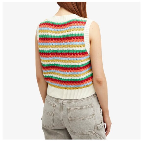 Kitri Winona Multi-Striped Crochet Knit Vest, Large - Picture 2 of 4